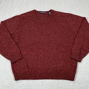 John Ashford Mens Long Sleeve Shirt‎ Size XL Red Lambswool Pullover V Neck